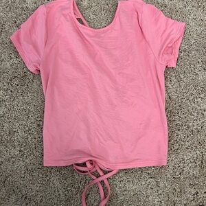Pink Short Sleeve Tie-Back Top